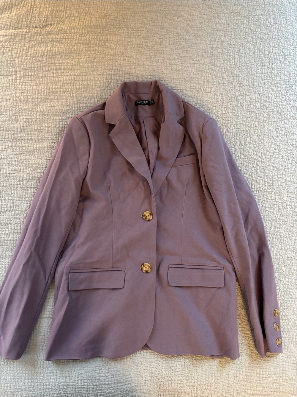 Nasty Gal Purple Tailored Blazer with Tortoise Buttons